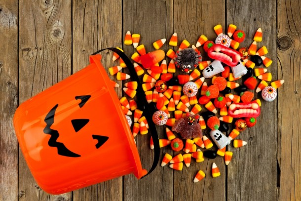 halloween bucket and candy